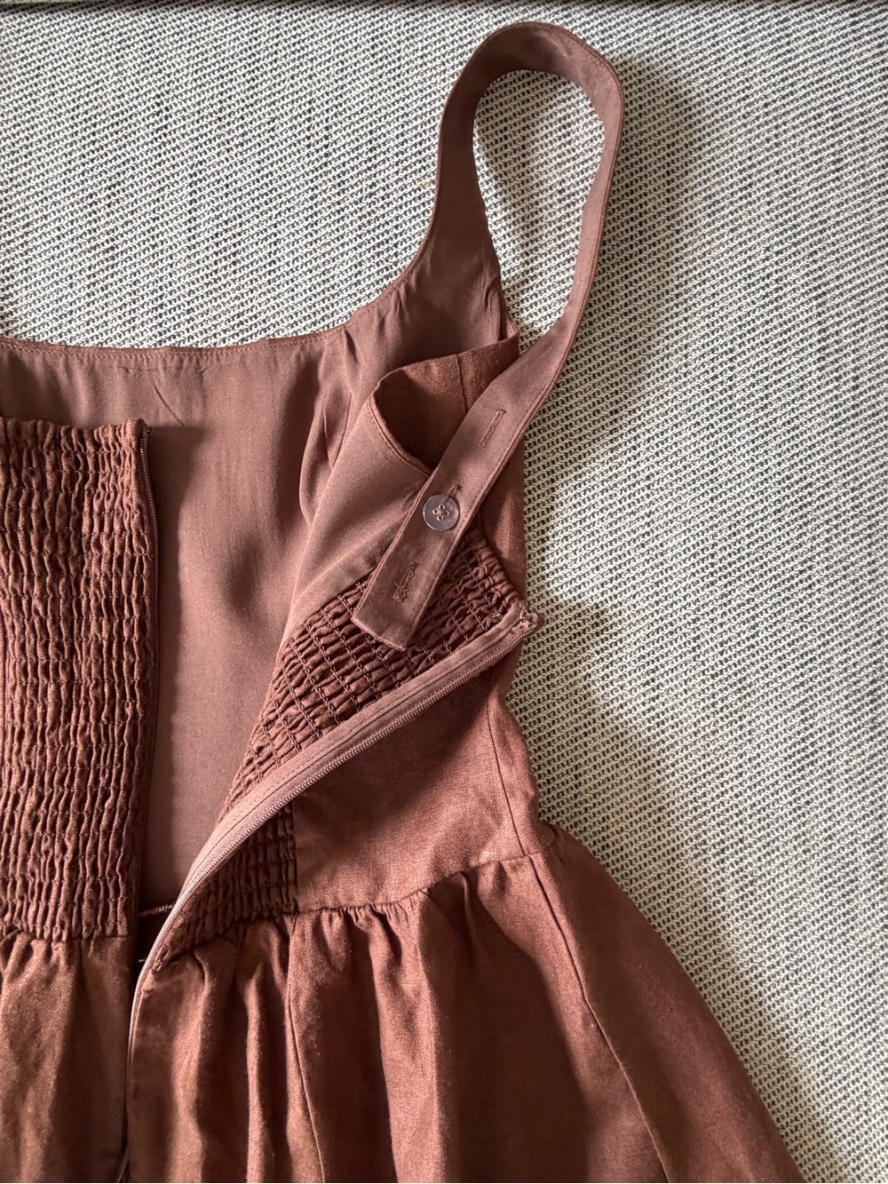 NEW Reformation Janu Square Neck Midi Linen Dress Chocolate Cake Brown US 2 UK 6 - Picture 11 of 13